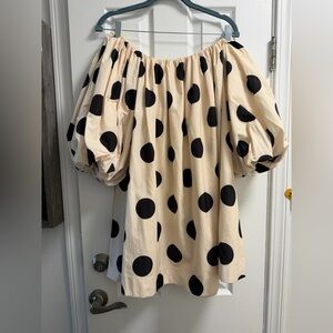 By Anthropologie Mare Mare Polka Dot Puff Sleeve Mini Dress